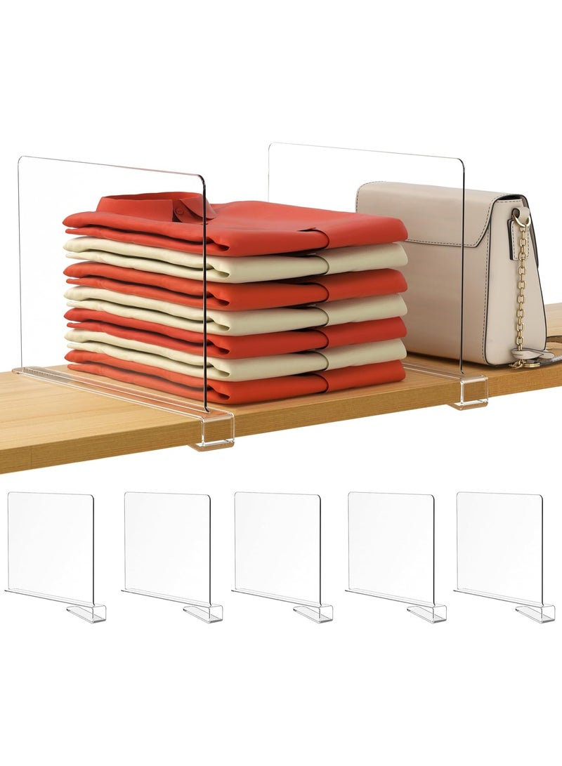 كيتشينو فواصل رفوف شفافة، منظم محفظة عمودي للخزانة مثالي للسترات والقمصان وحقائب اليد في غرفة النوم والمطبخ، رف كتب اكريليك قابل للتعديل للتنظيم من 5 قطع - Image 1